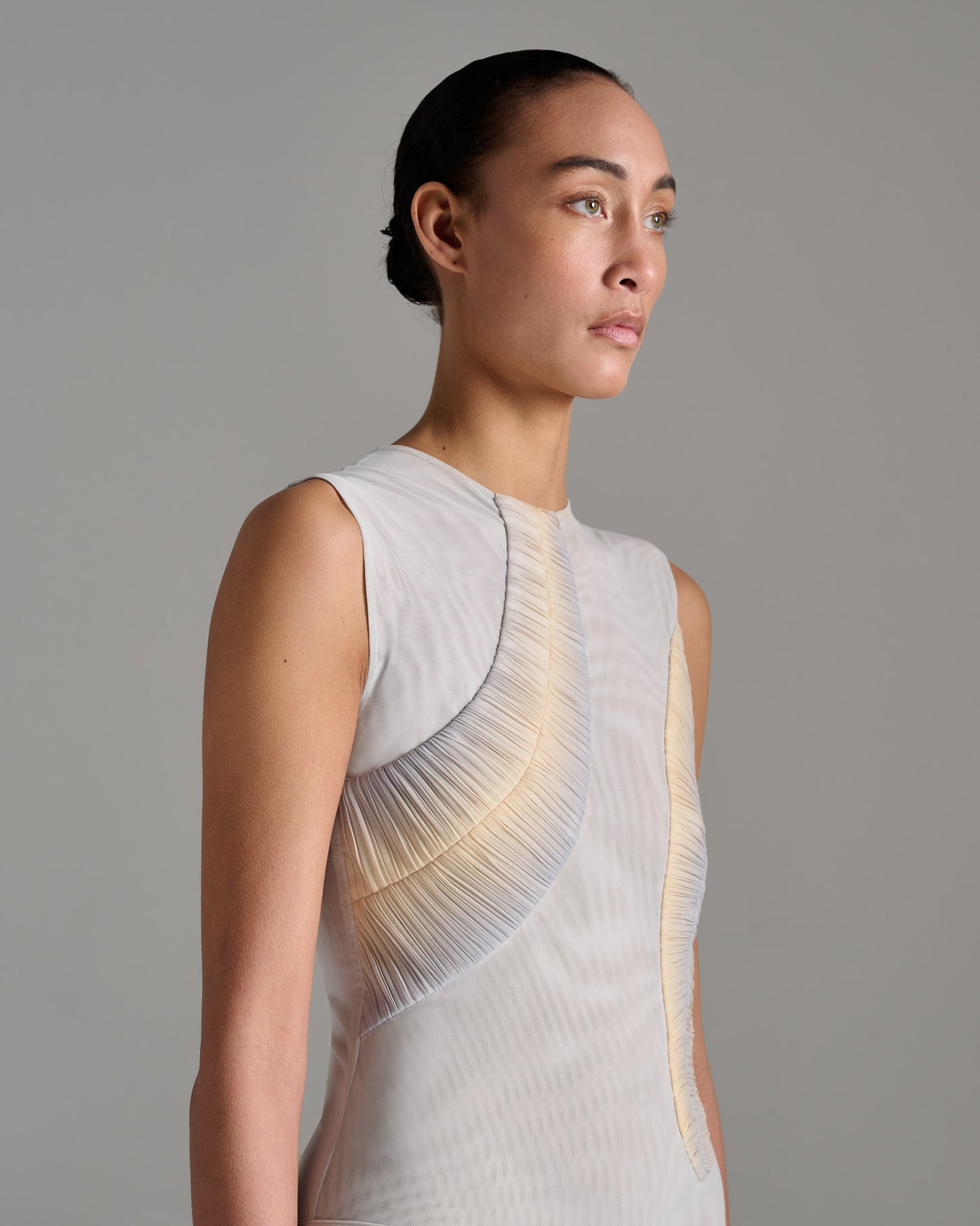 Sleeveless Sheer Bodysuit - Grey - Silver Gold