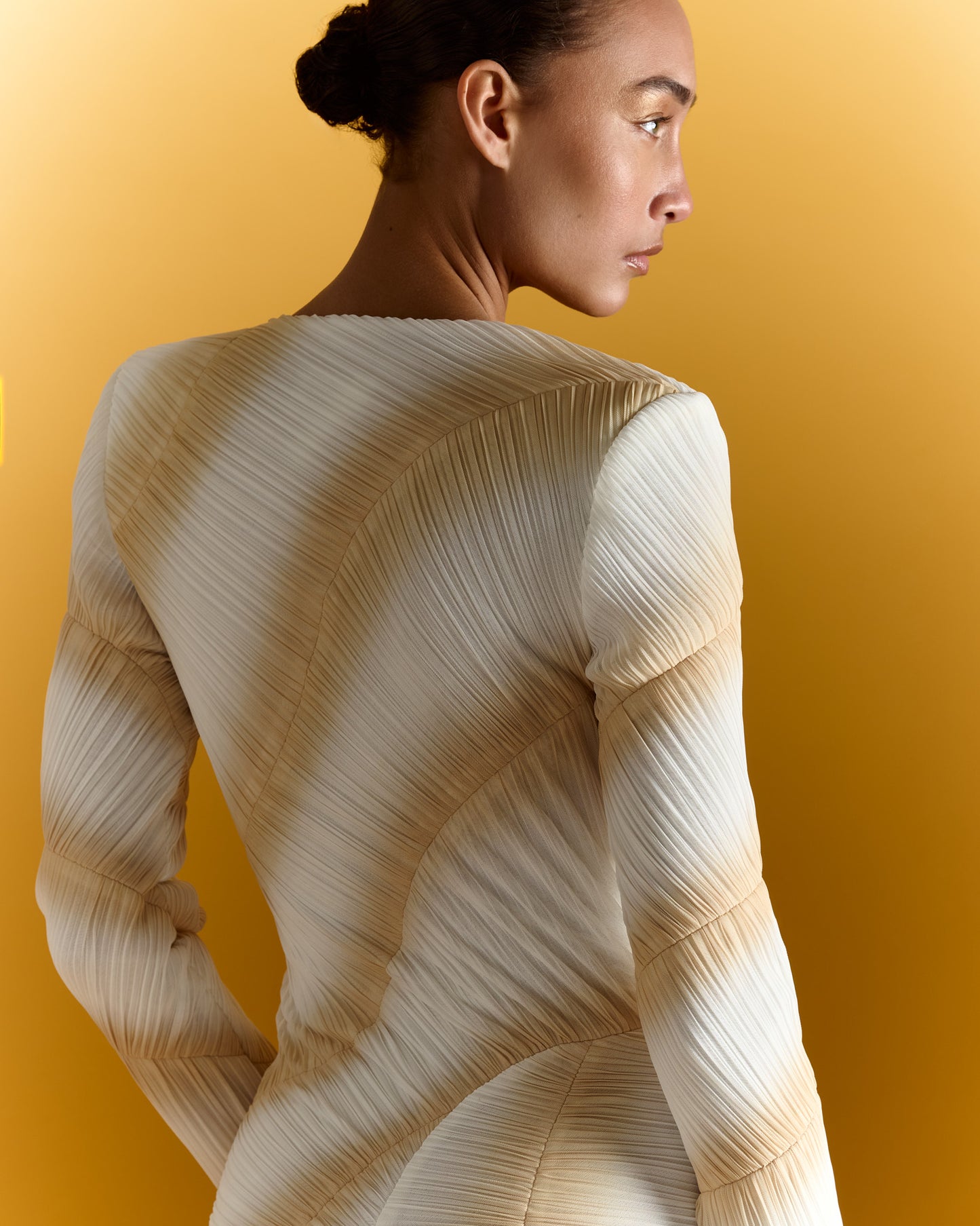 Long Sleeve Catsuit - Ecru Gold