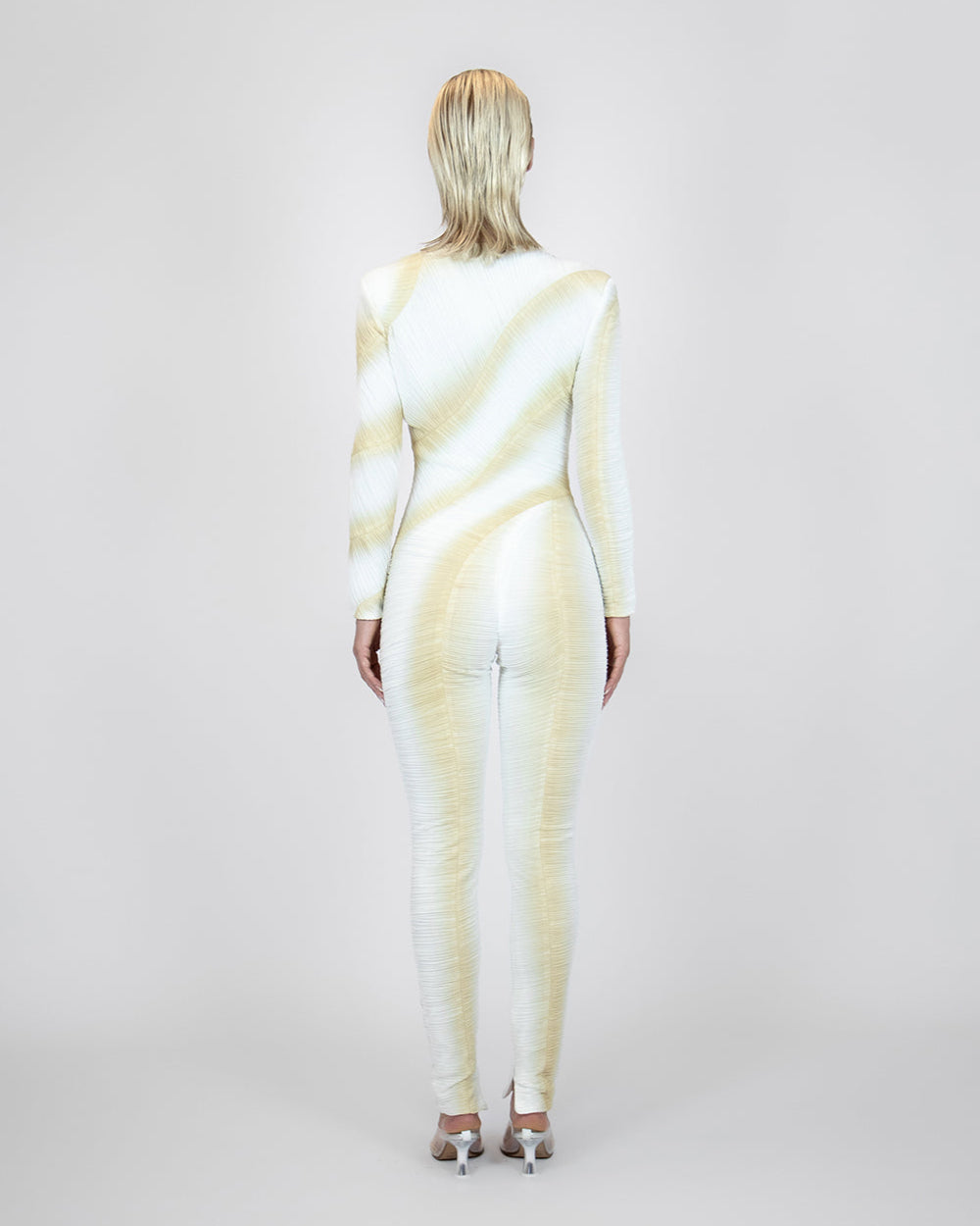 Long Sleeve Catsuit - Ecru Gold