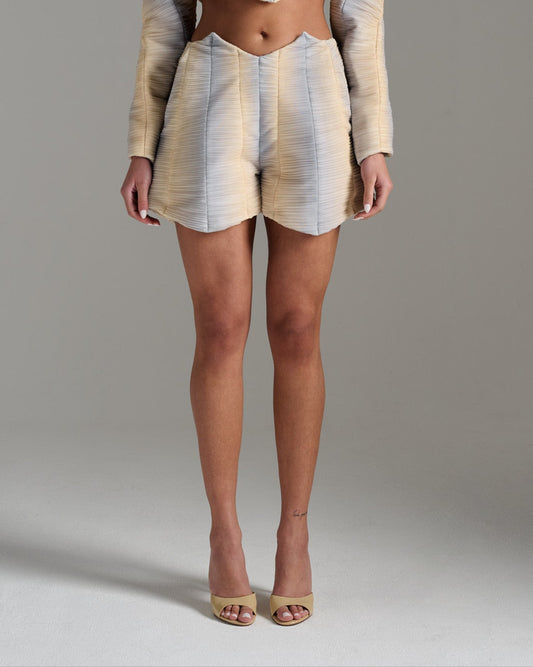 High-Rise pleated Shorts - Silver Gold